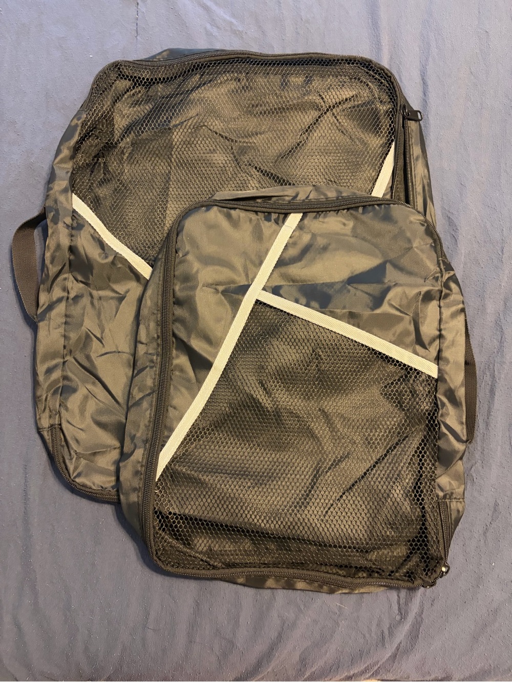 Black Packing Cubes with Mesh Panels - Travel Organizer
